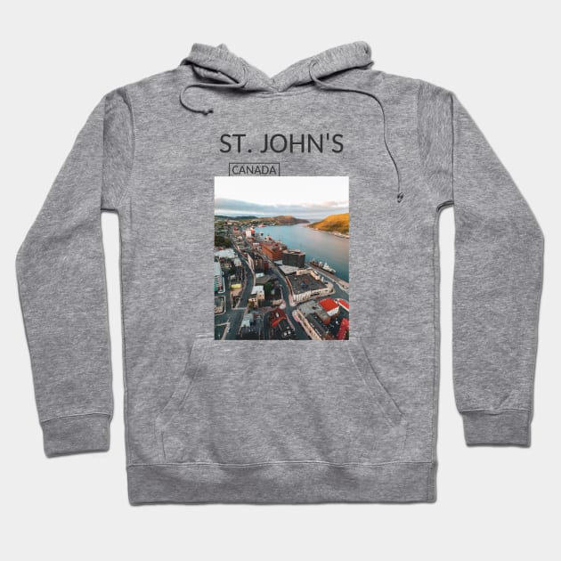 St John's Newfoundland and Labrador Canada Cityscape Skyline Gift for Canadian Canada Day Present Souvenir T-shirt Hoodie Apparel Mug Notebook Tote Pillow Sticker Magnet Hoodie by Mr. Travel Joy